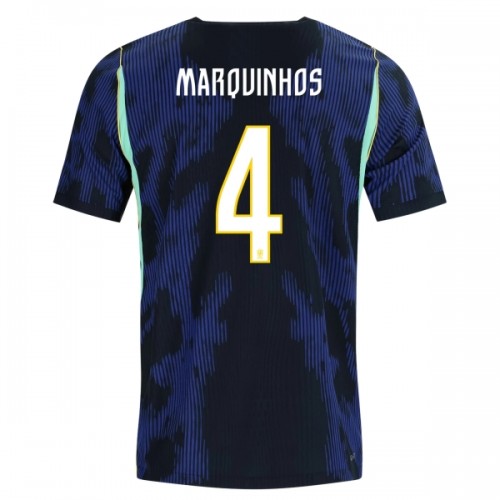 Nogometni Dres Brazil Marquinhos 4 Gostujući SP 2026 Nogometni Dres Brazil Marquinhos 4 Gostujući SP 2026