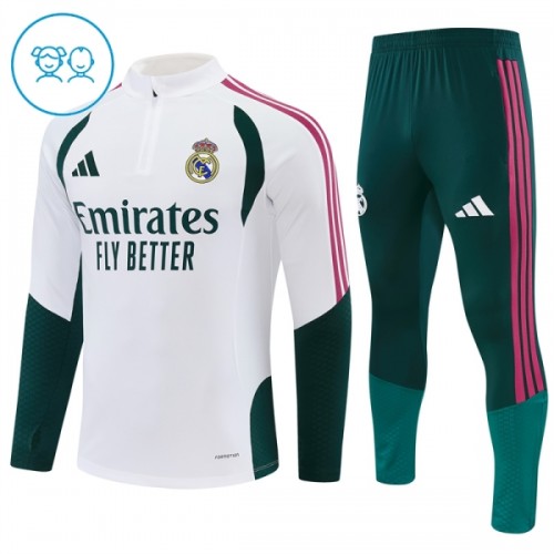 Dječji - Komplet trenirke za treniranje Real Madrid Četvrt-Zip 26/27 Bijela Dječji - Komplet trenirke za treniranje Real Madrid Četvrt-Zip 26/27 Bijela